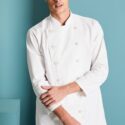 Unisex White Long Sleeve Mandarin Collar Chef’s Jacket